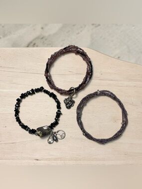 Set of three guitar string bangle bracelets - Women Jewelry